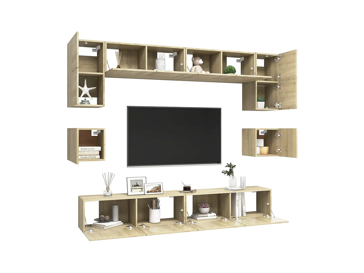 Niort  Ensemble de meuble TV 8 pcs Chêne sonoma Bois d'ingénierie