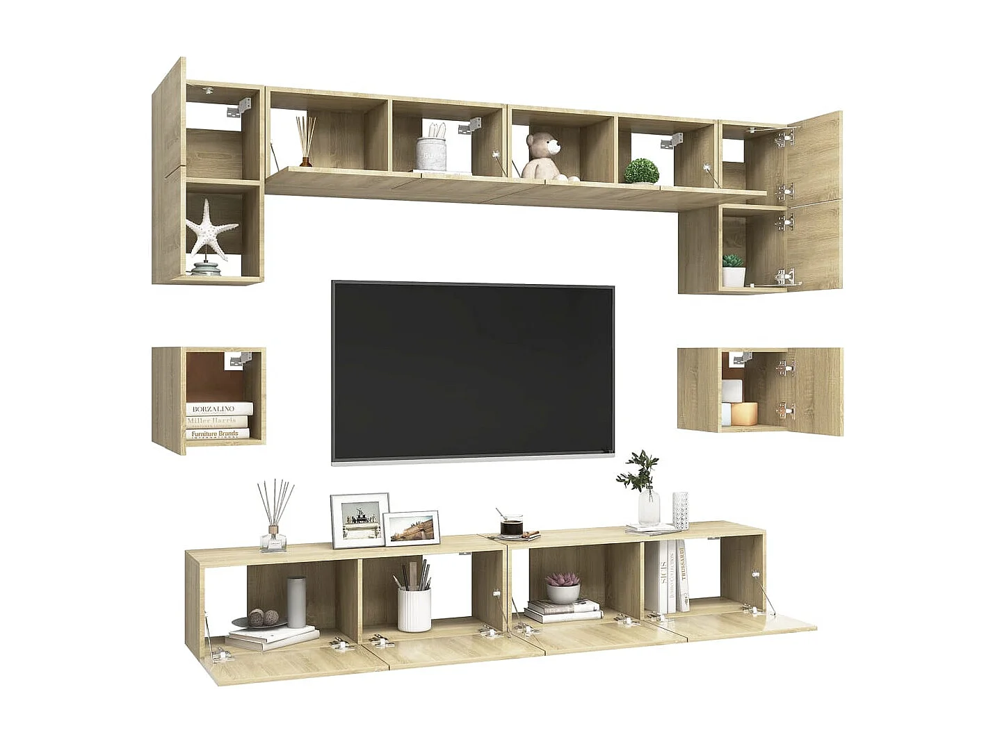 Niort  Ensemble de meuble TV 8 pcs Chêne sonoma Bois d'ingénierie