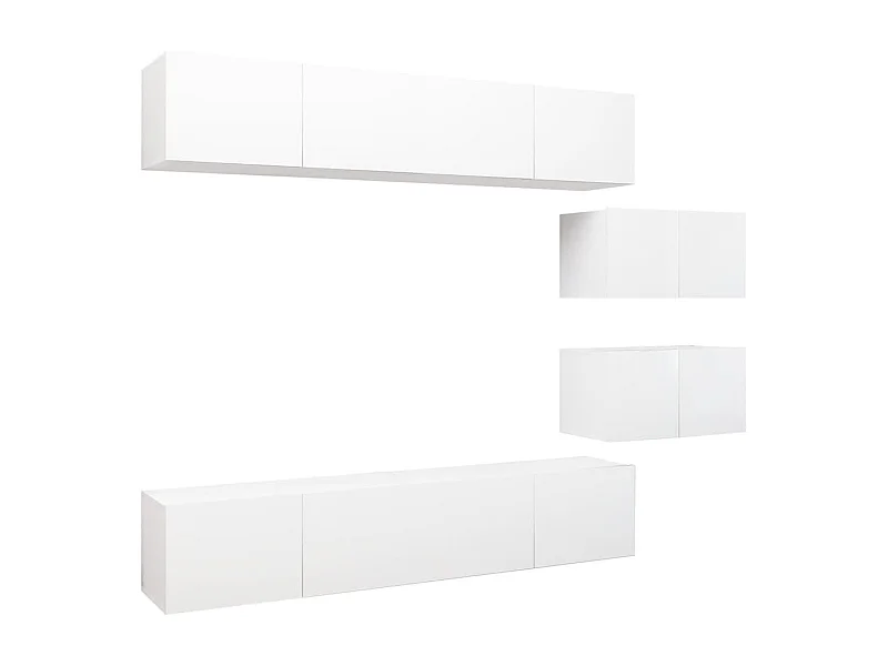Clara  Ensemble de meubles TV 6 pcs Blanc Bois d'ingénierie