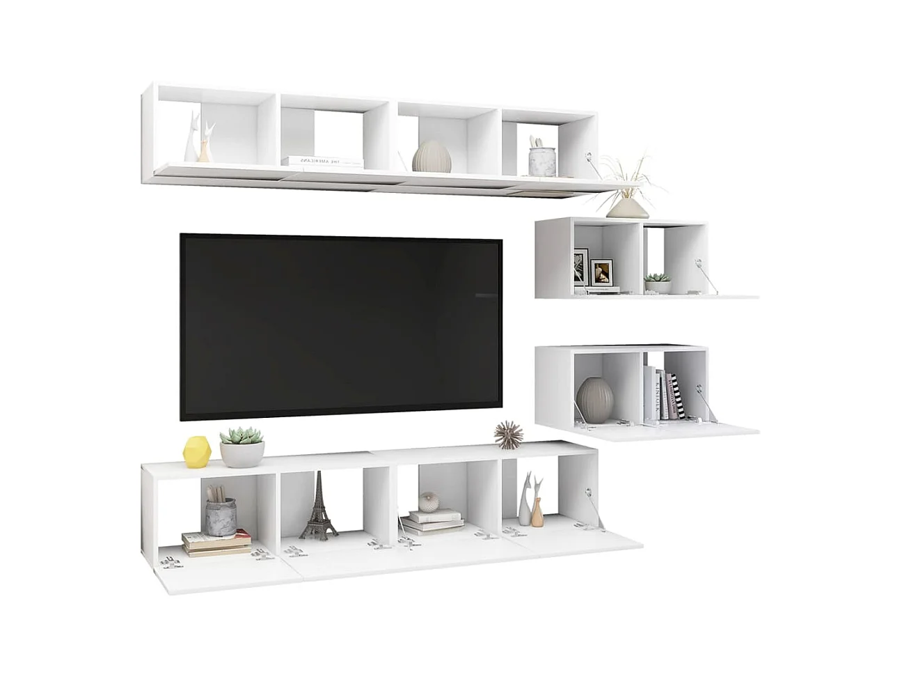 Clara  Ensemble de meubles TV 6 pcs Blanc Bois d'ingénierie