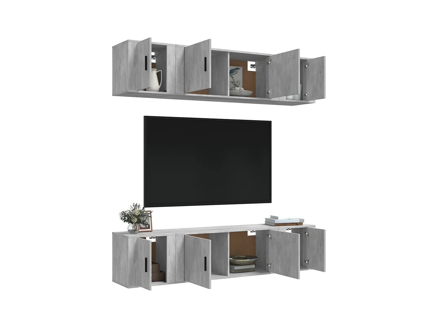 Las Cruces  Ensemble de meubles TV 6 pcs Gris béton Bois d'ingénierie