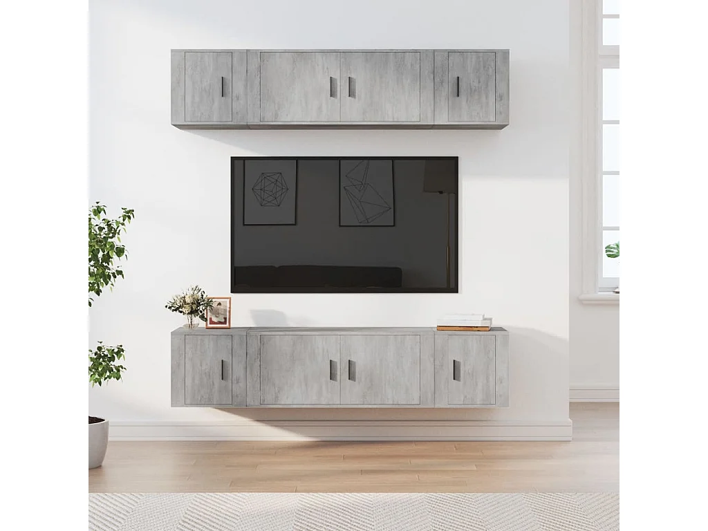 Las Cruces  Set de muebles de TV 6 pzas madera contrachapada gris hormigón