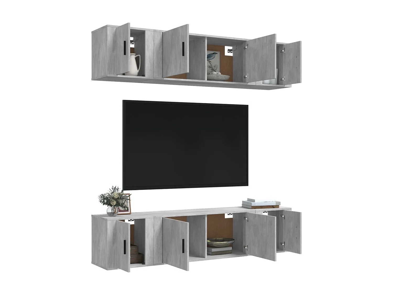 Las Cruces  Set de muebles de TV 6 pzas madera contrachapada gris hormigón