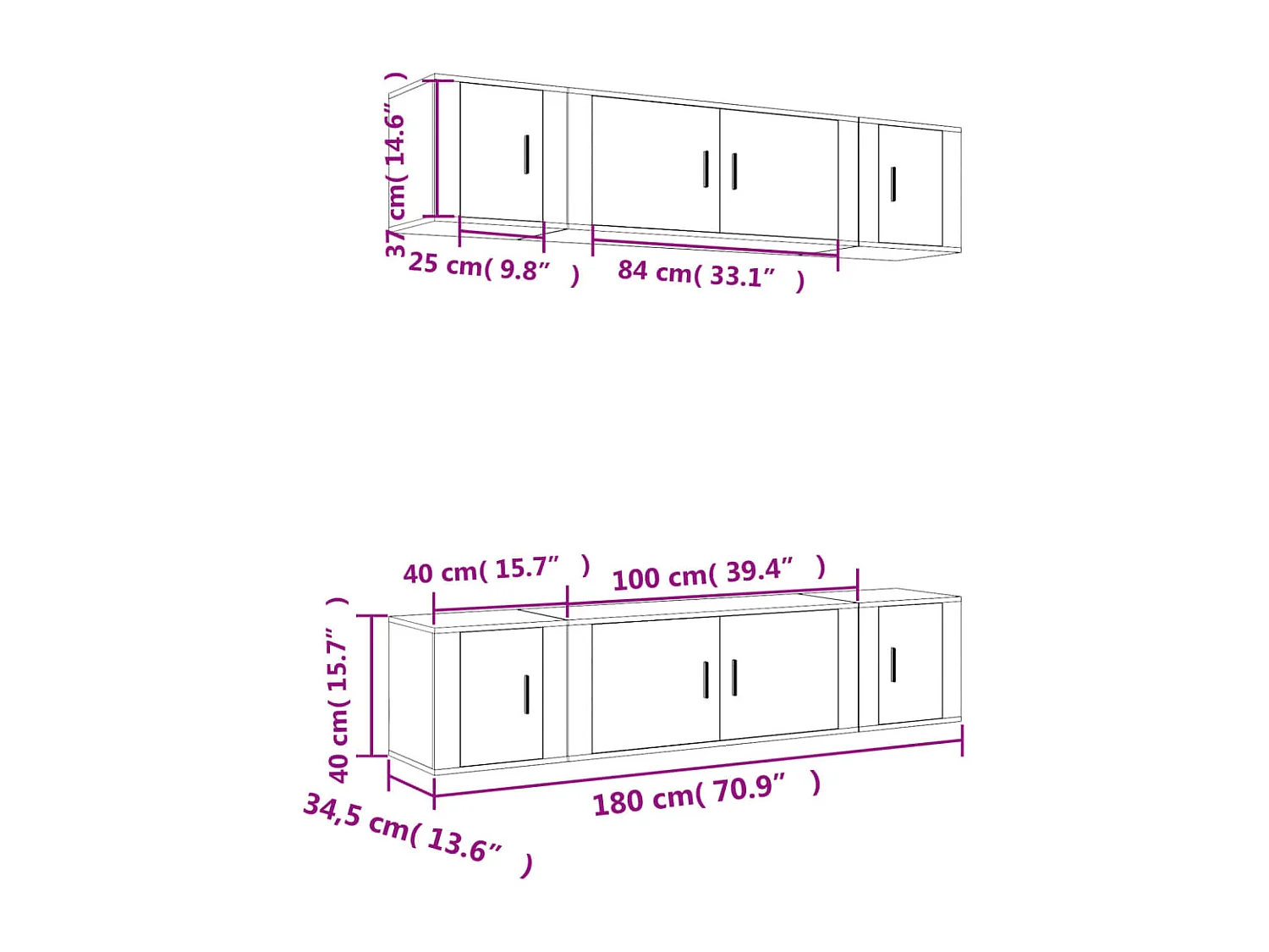 Las Cruces  Set de muebles de TV 6 pzas madera contrachapada gris hormigón