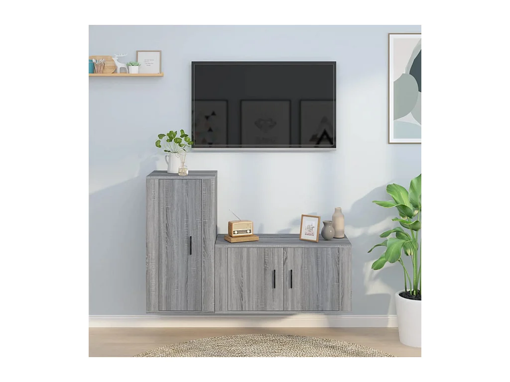 Adam  Ensemble de meubles TV 2 pcs Sonoma gris Bois d'ingénierie