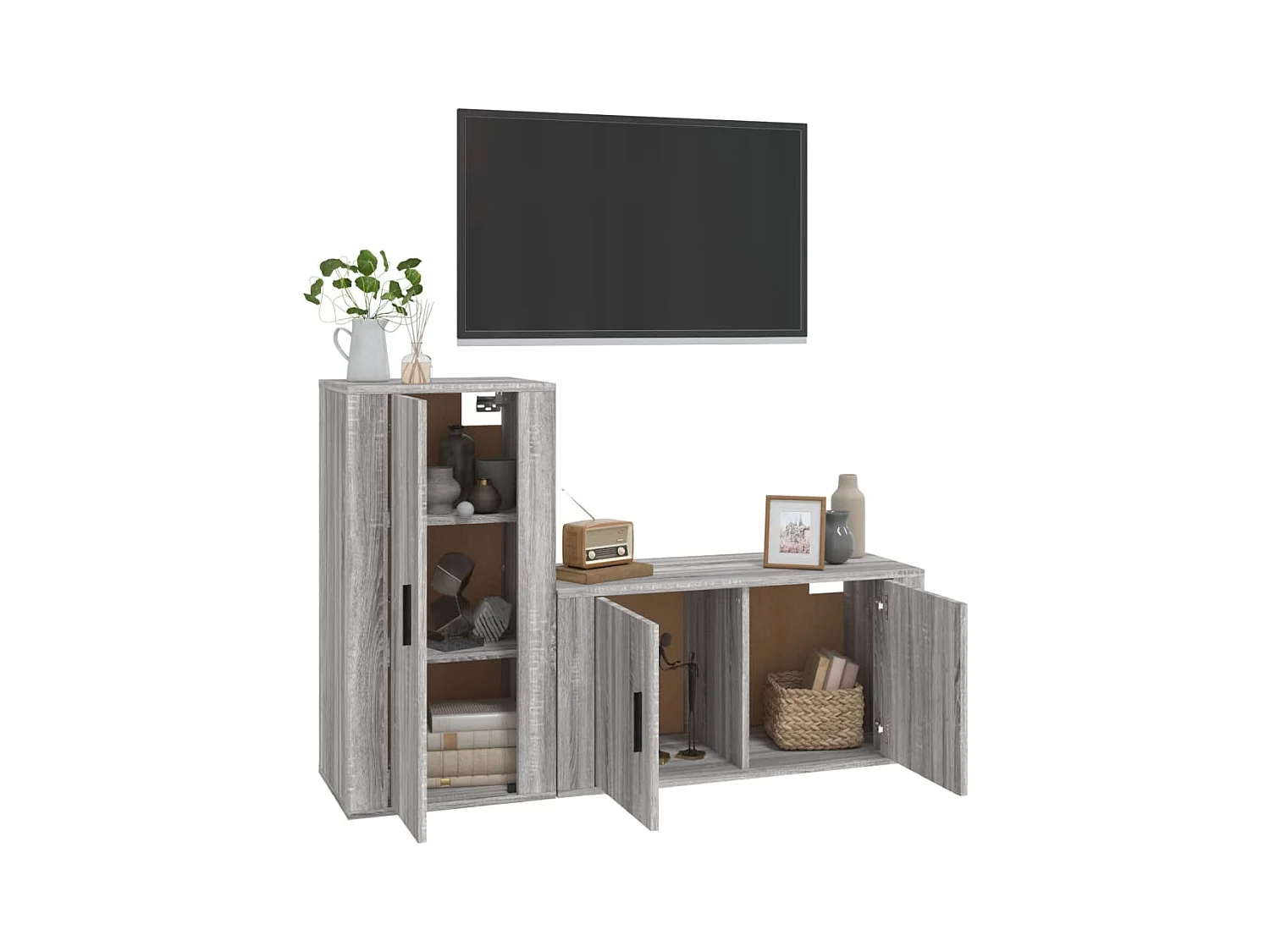Adam  Ensemble de meubles TV 2 pcs Sonoma gris Bois d'ingénierie