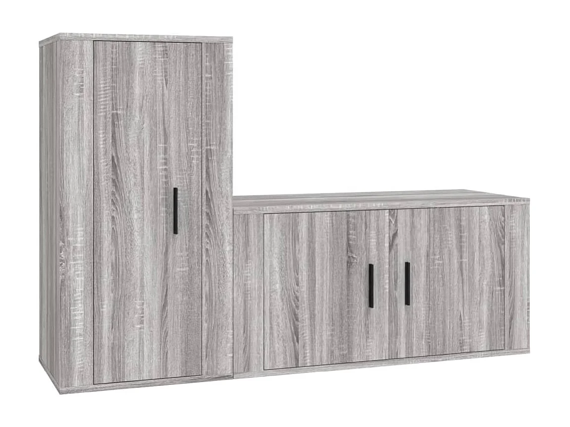 Adam  Ensemble de meubles TV 2 pcs Sonoma gris Bois d'ingénierie