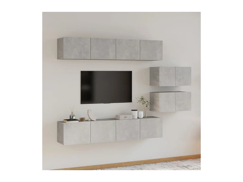 Juliette  Ensemble de meubles TV 6 pcs Gris béton Bois d'ingénierie