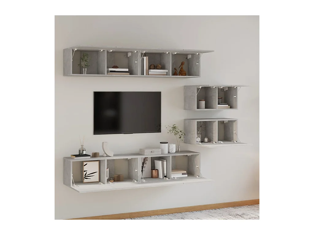 Juliette  Ensemble de meubles TV 6 pcs Gris béton Bois d'ingénierie