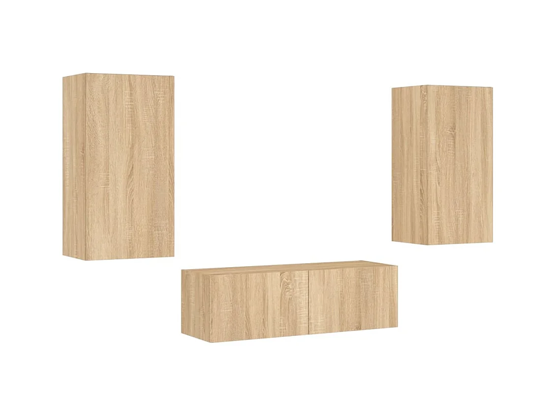 Chance  Meuble TV muraux 3 pcs avec lumières LED chêne sonoma