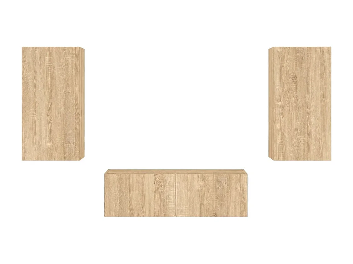 Chance  Meuble TV muraux 3 pcs avec lumières LED chêne sonoma