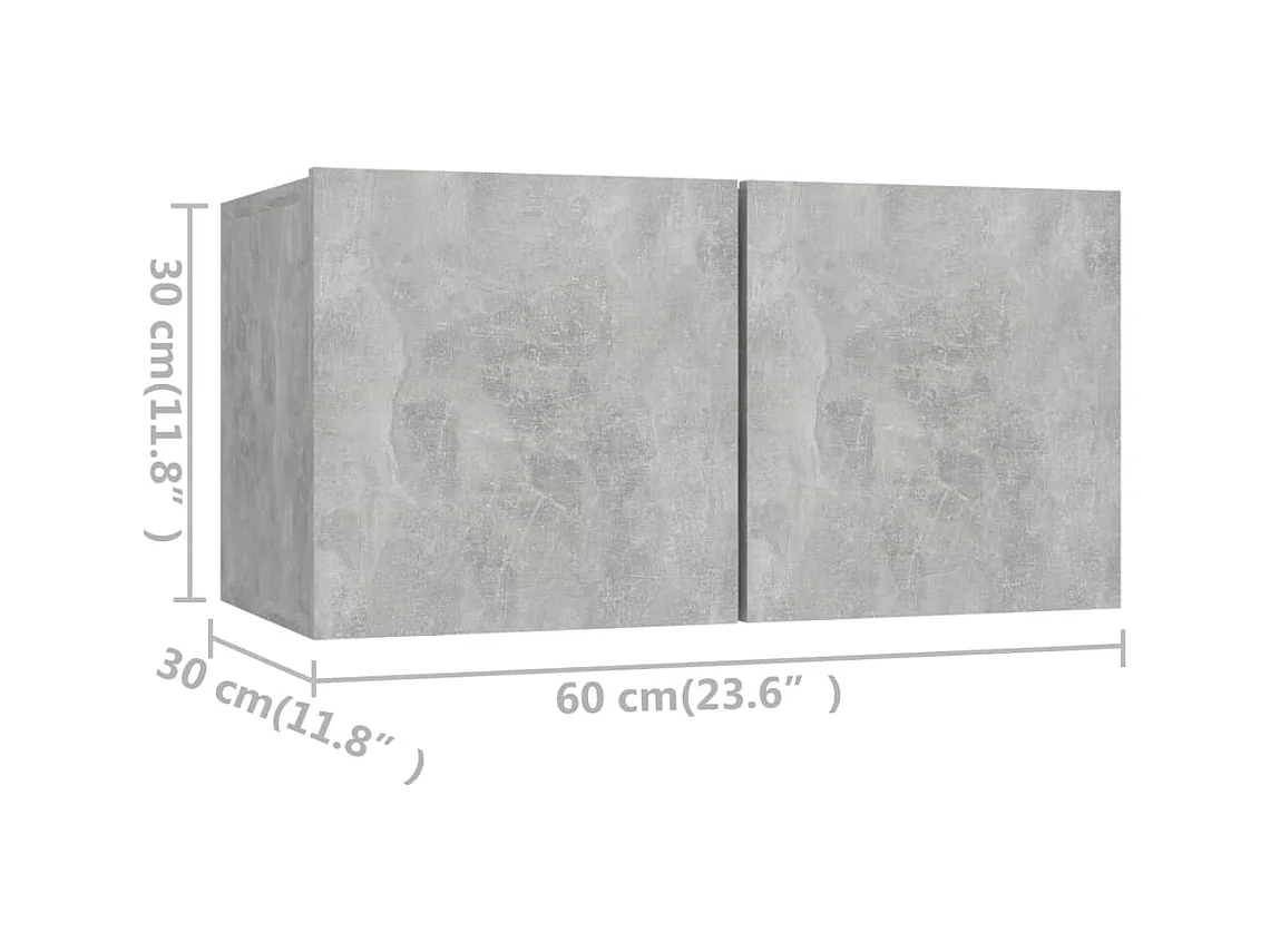 Bethany  Ensemble de meubles TV 4 pcs Gris béton Bois d'ingénierie