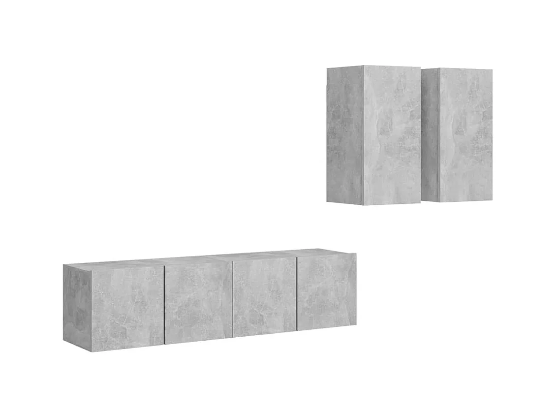 Bethany  Ensemble de meubles TV 4 pcs Gris béton Bois d'ingénierie