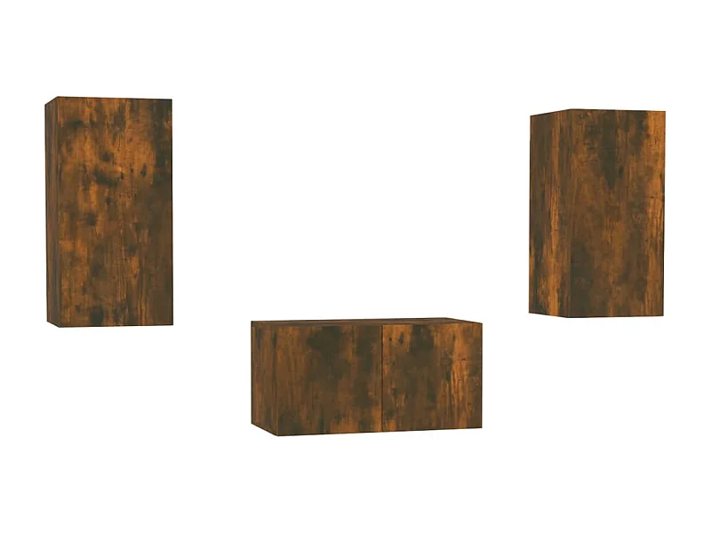 Deadwood  Ensemble de meubles TV 3 pcs Chêne fumé Bois d'ingénierie