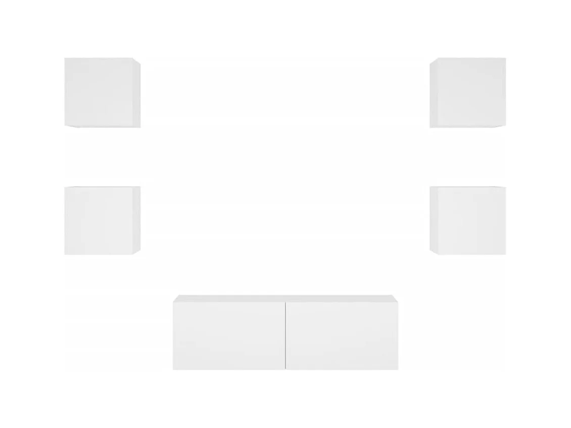 Bellville  Meuble TV muraux 5 pcs avec lumières LED blanc