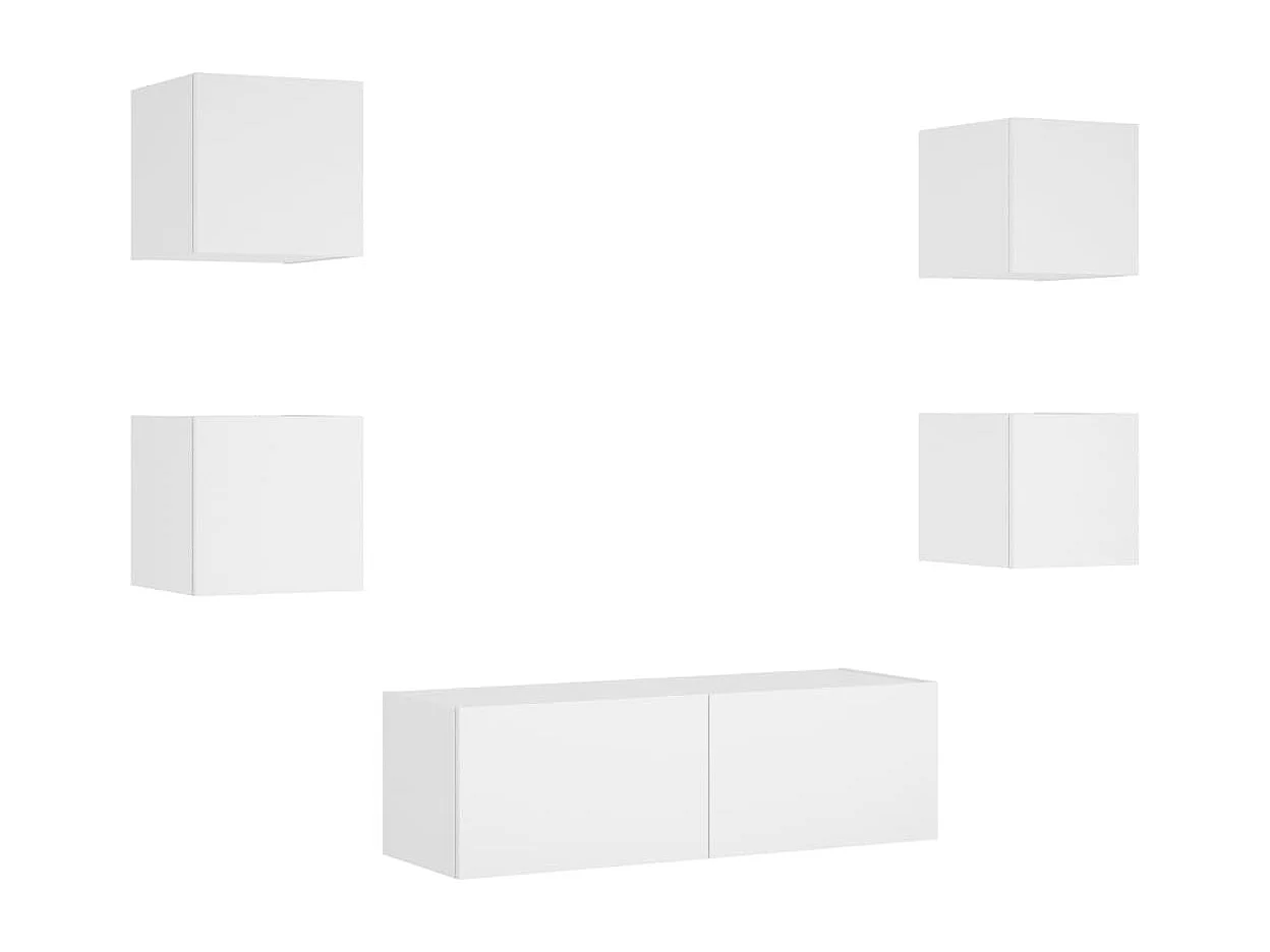 Bellville  Meuble TV muraux 5 pcs avec lumières LED blanc