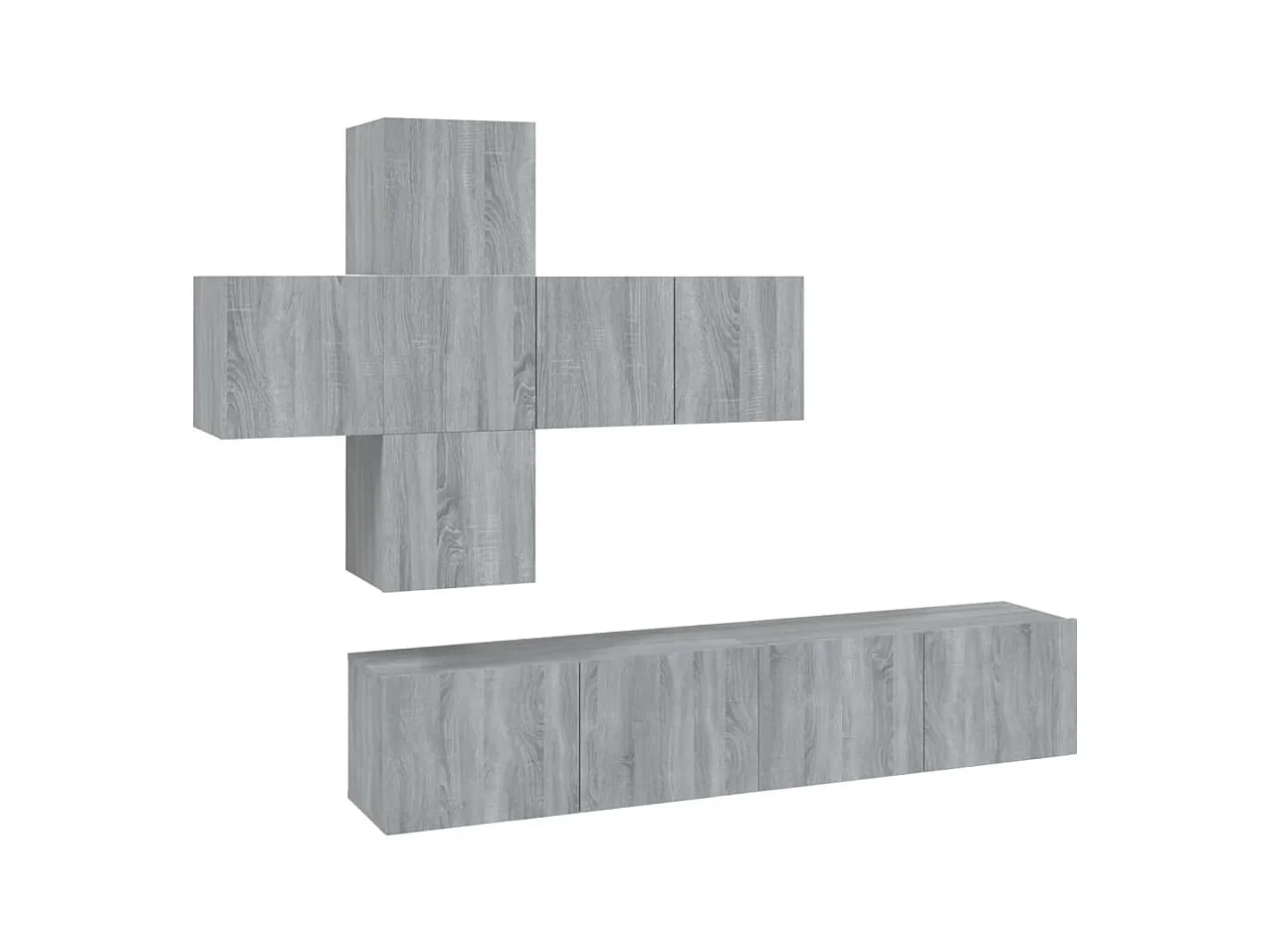 Evangelina  Ensemble de meubles TV 7 pcs Sonoma gris Bois d'ingénierie