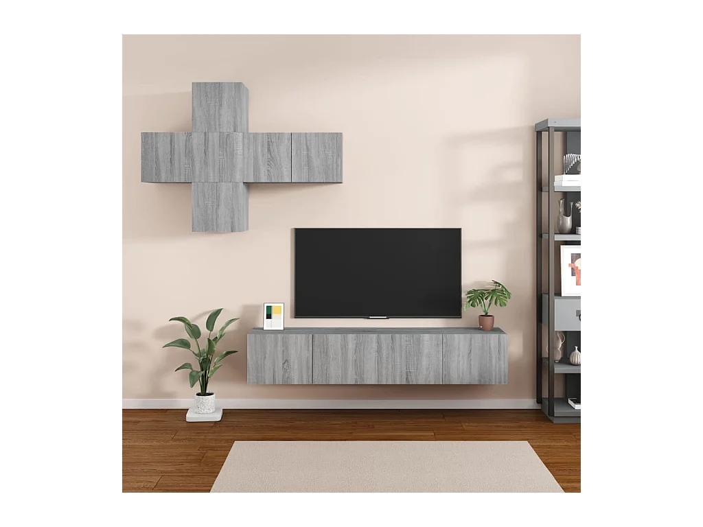 Evangelina  Ensemble de meubles TV 7 pcs Sonoma gris Bois d'ingénierie