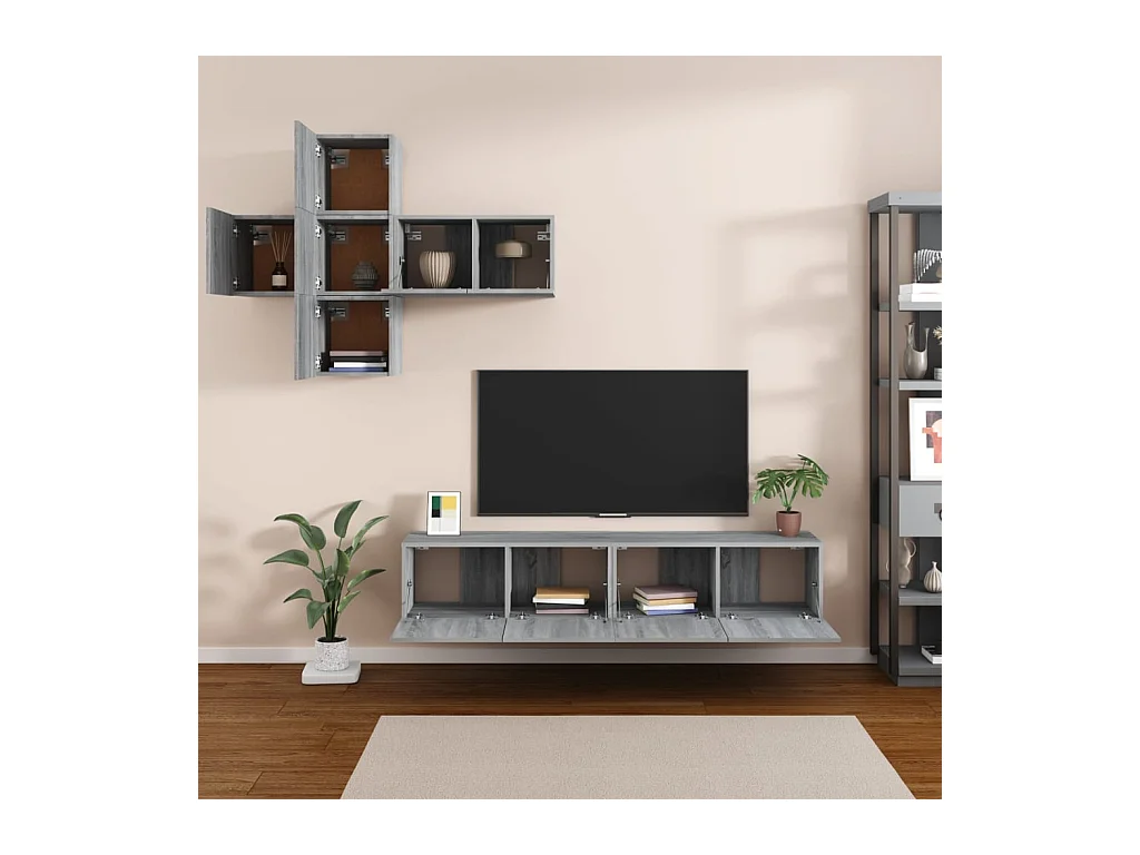 Evangelina  Ensemble de meubles TV 7 pcs Sonoma gris Bois d'ingénierie