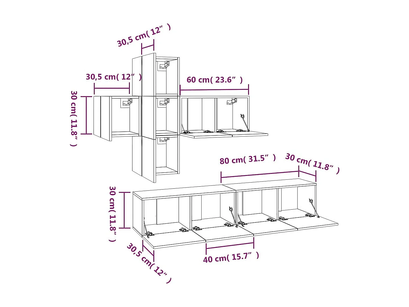 Evangelina  Ensemble de meubles TV 7 pcs Sonoma gris Bois d'ingénierie