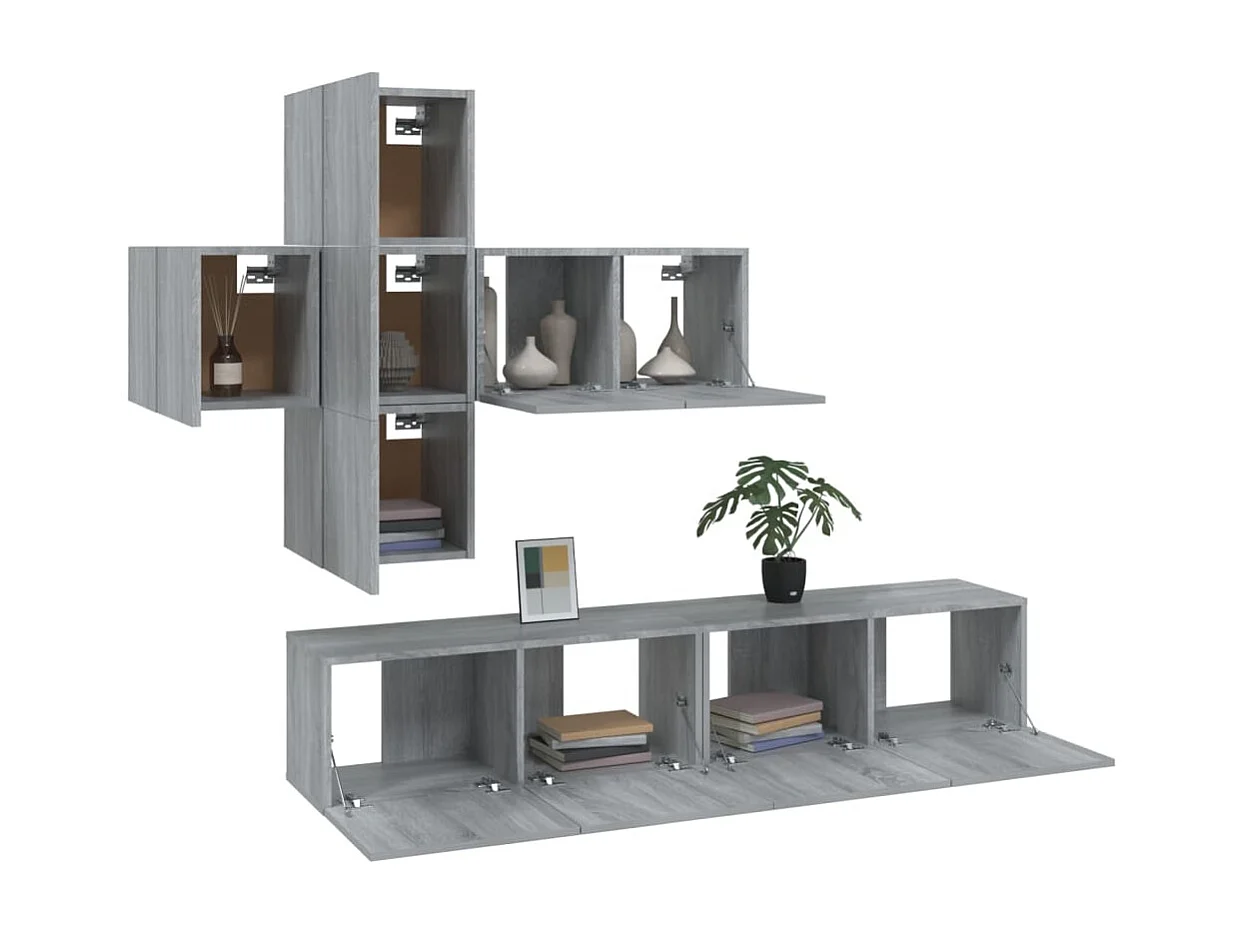 Evangelina  Ensemble de meubles TV 7 pcs Sonoma gris Bois d'ingénierie