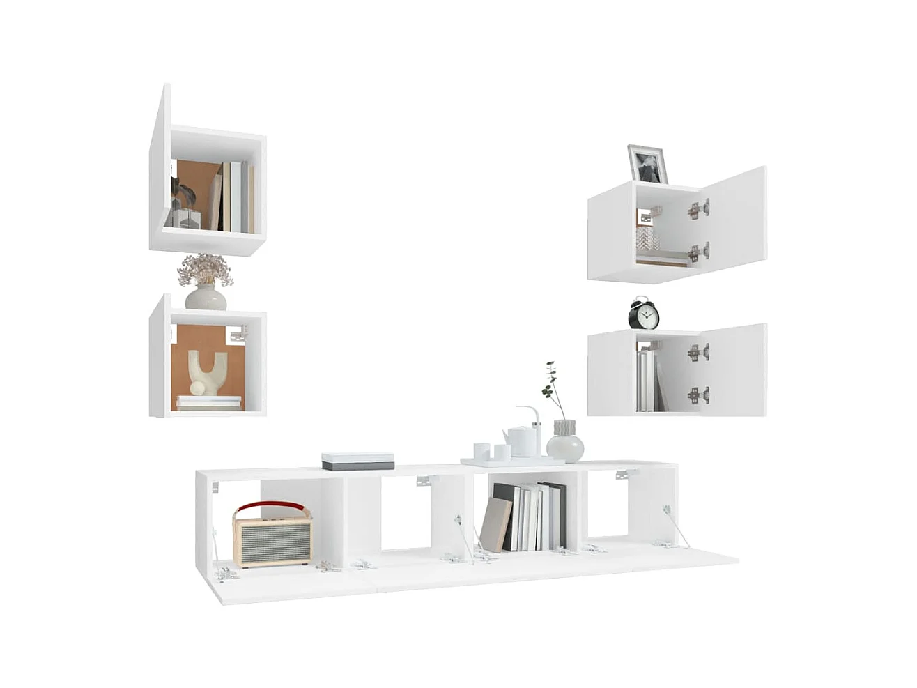 Azra  Ensemble de meubles TV 6 pcs Blanc Bois d'ingénierie