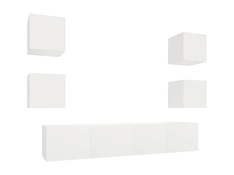 Azra  Ensemble de meubles TV 6 pcs Blanc Bois d'ingénierie
