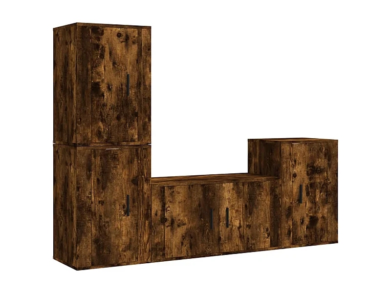 Pete  Set de muebles de TV 4 pzas madera contrachapada roble ahumado