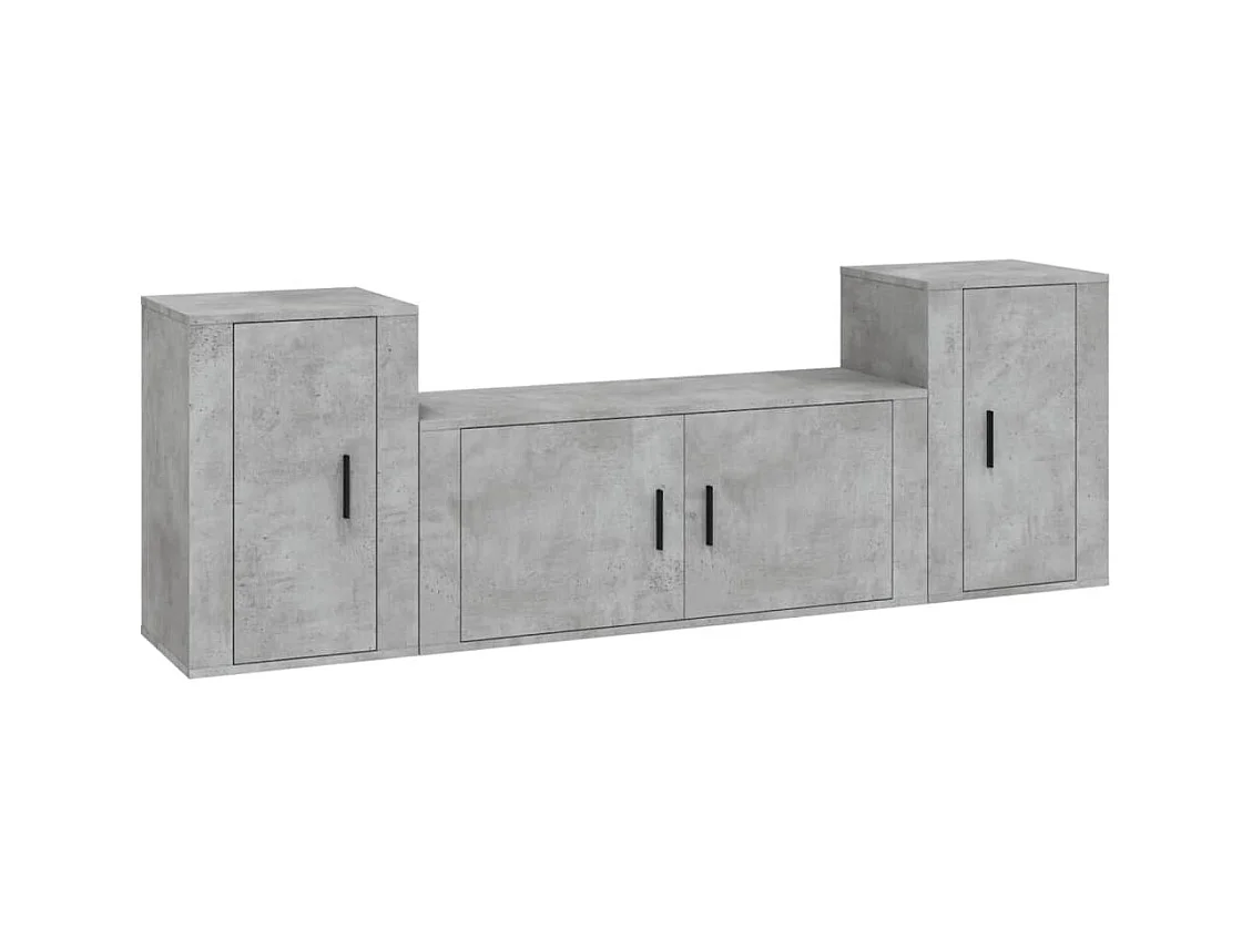 Leo  Ensemble de meubles TV 3 pcs Gris béton Bois d'ingénierie