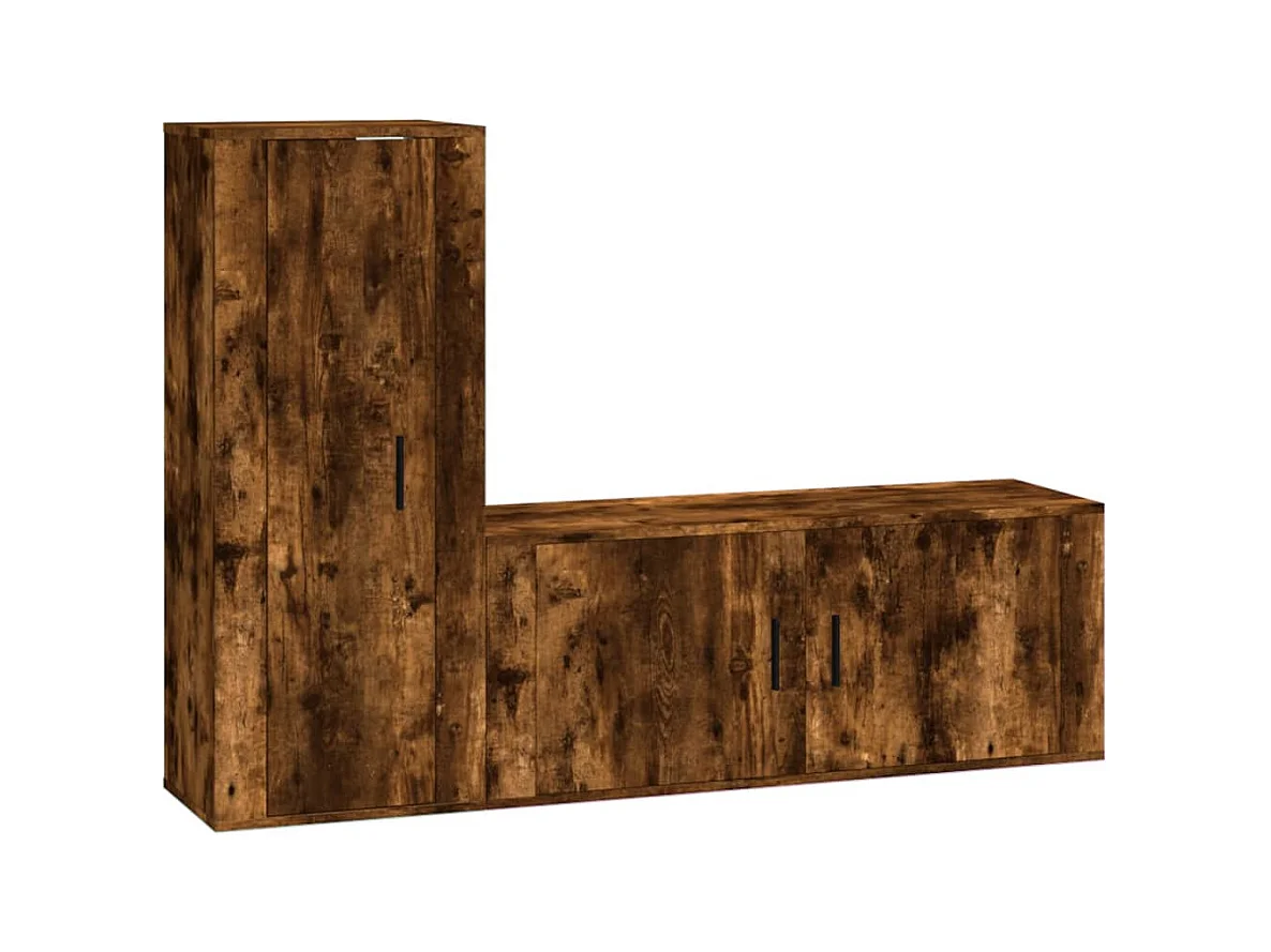 Tyrland  Set de muebles de TV 2 pzas madera contrachapada roble ahumado