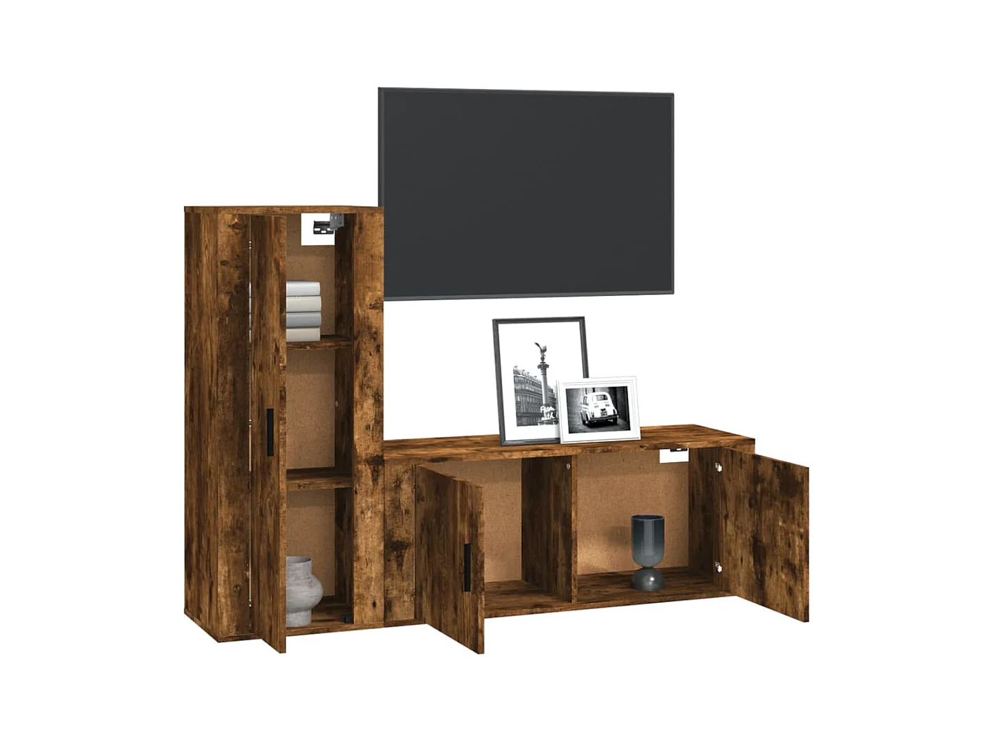 Tyrland  Set de muebles de TV 2 pzas madera contrachapada roble ahumado