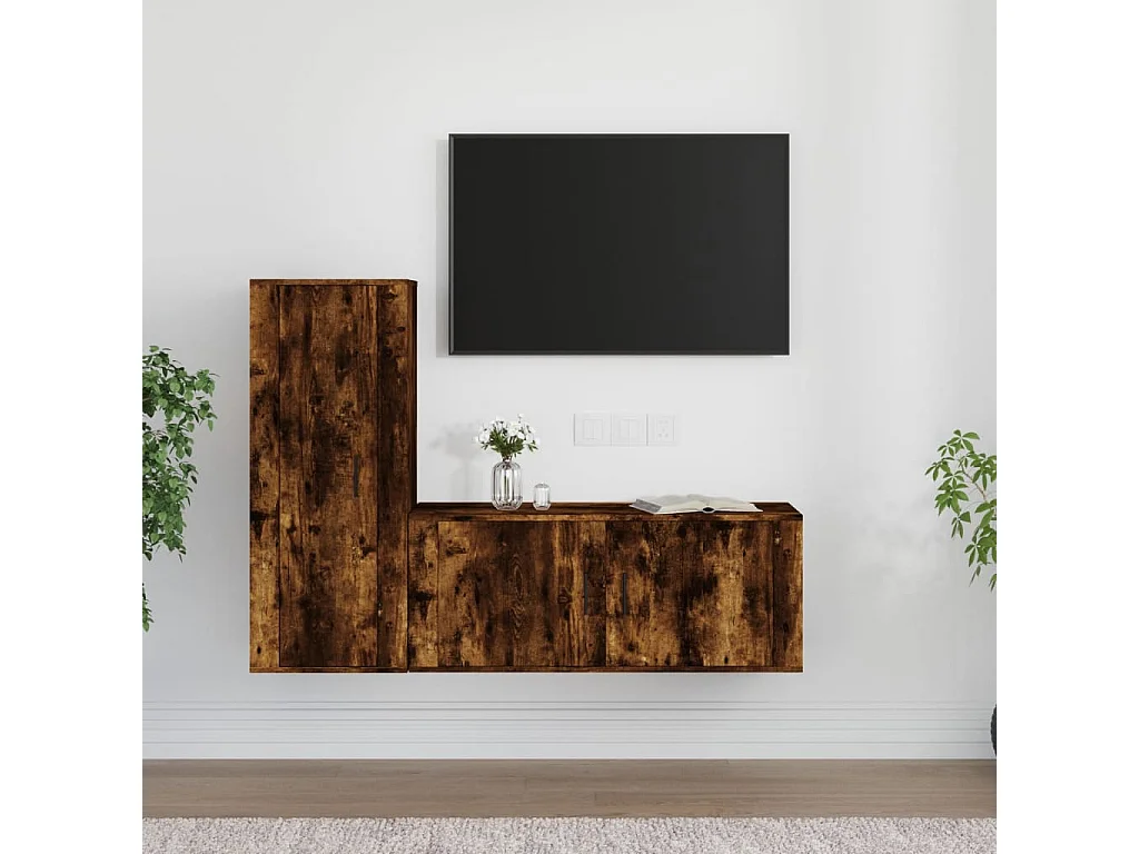 Tyrland  Ensemble de meubles TV 2 pcs Chêne fumé Bois d'ingénierie