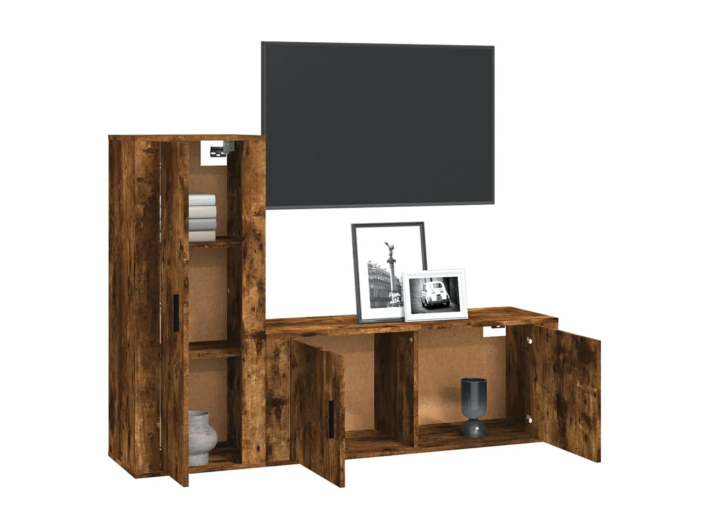 Tyrland  Ensemble de meubles TV 2 pcs Chêne fumé Bois d'ingénierie