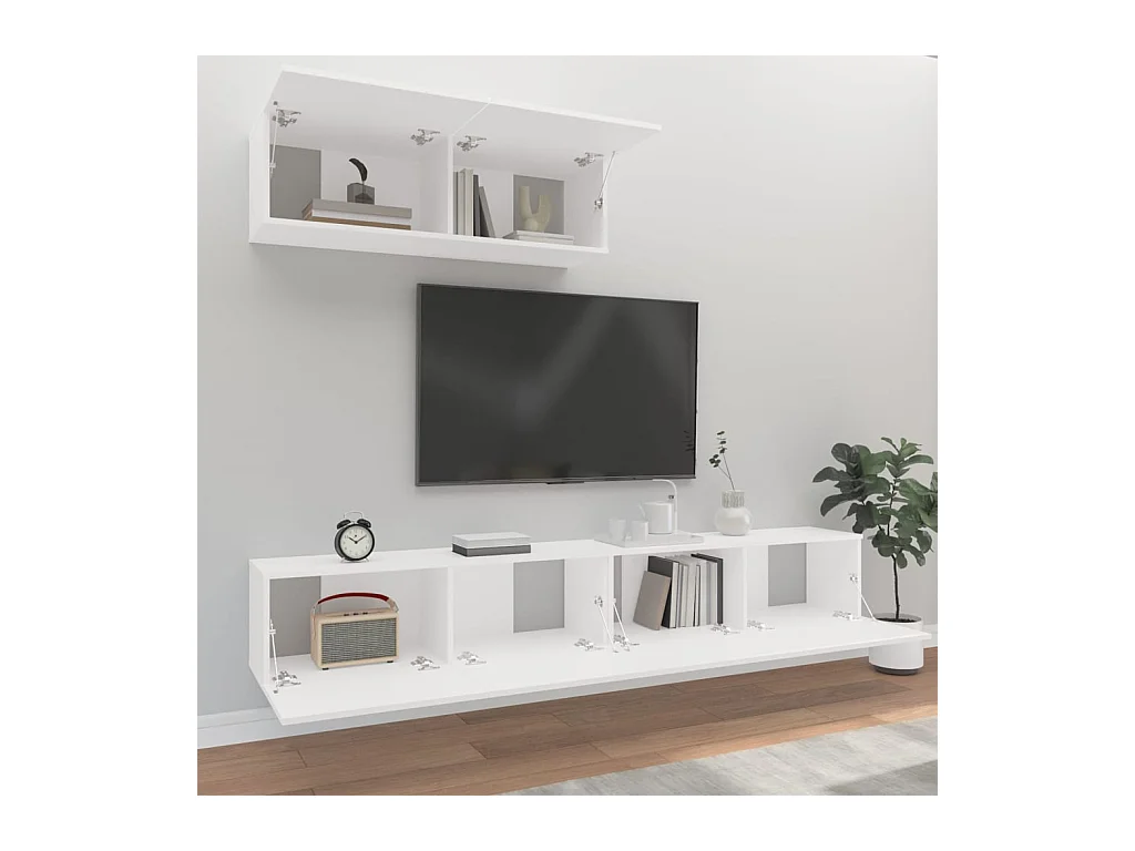 Batesburg-Leesville  Ensemble de meubles TV 3 pcs Blanc Bois d'ingénierie