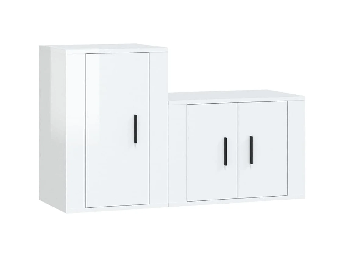 Rynira  Ensemble de meubles TV 2 pcs blanc brillant bois d'ingénierie