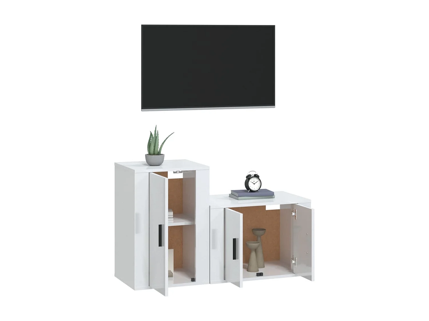 Rynira  Ensemble de meubles TV 2 pcs blanc brillant bois d'ingénierie