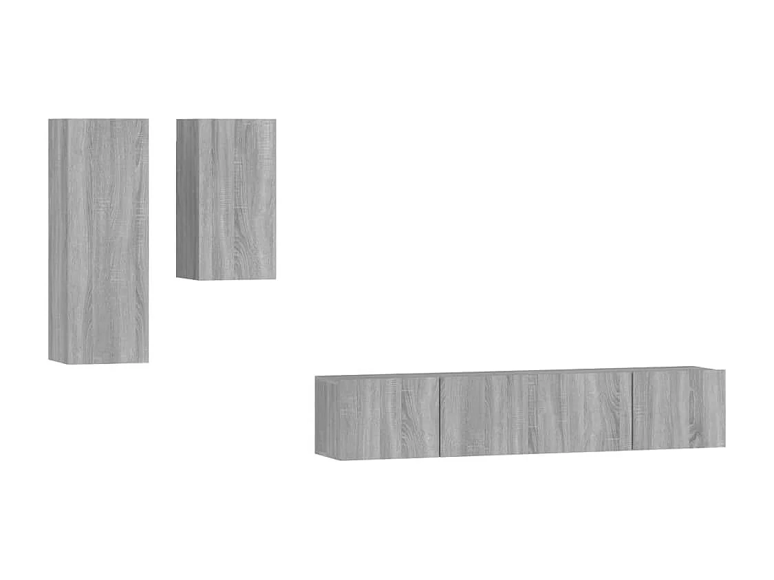 Mylan  4-delige Tv-meubelset bewerkt hout grijs sonoma eikenkleurig