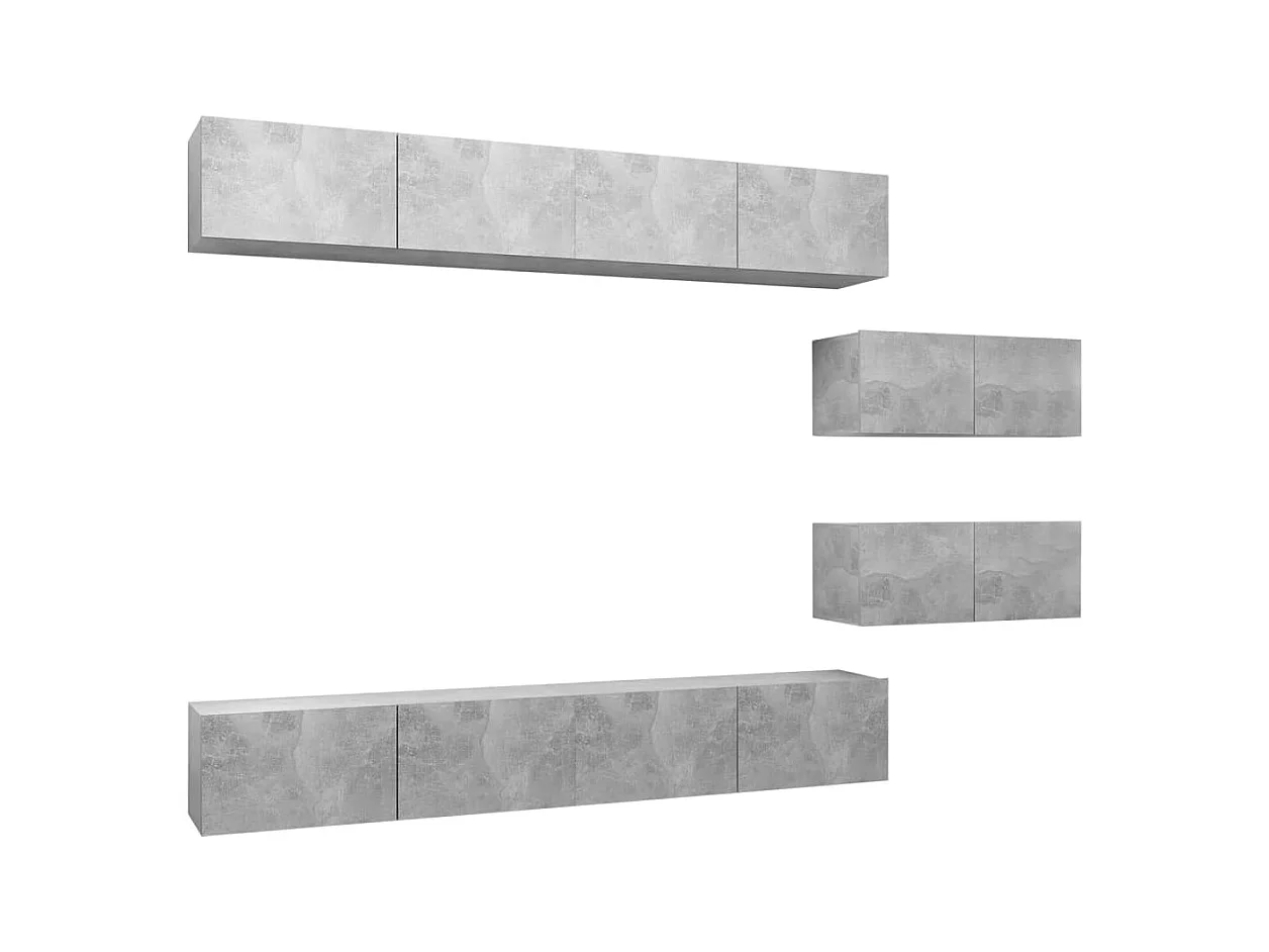 Clara  Ensemble de meubles TV 6 pcs Gris béton Bois d'ingénierie