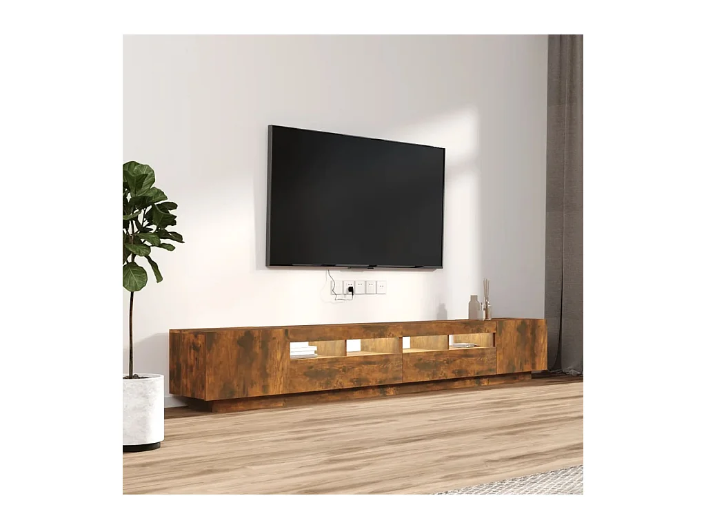 Bayside  Ensemble de meubles TV avec lumières LED 3 pcs Chêne fumé