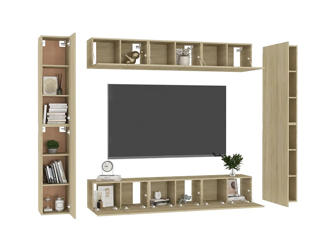 Maisons-Alfort  Set de muebles salón TV 10 pzas madera ingeniería roble Sonoma