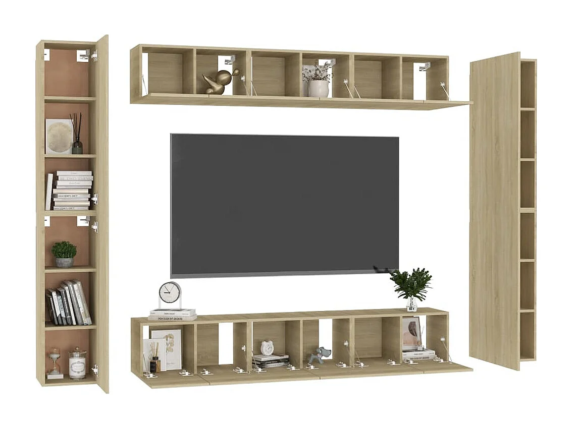 Maisons-Alfort  Set de muebles salón TV 10 pzas madera ingeniería roble Sonoma