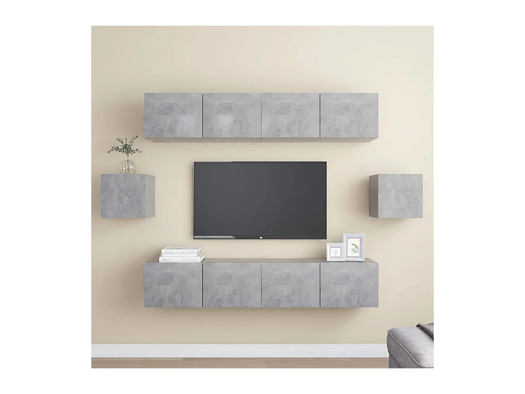 Ferenc  Ensemble de meubles TV 6 pcs Gris béton Bois d'ingénierie