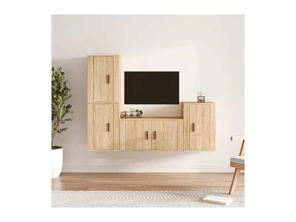 Pete  Ensemble de meubles TV 4 pcs Chêne sonoma Bois d'ingénierie