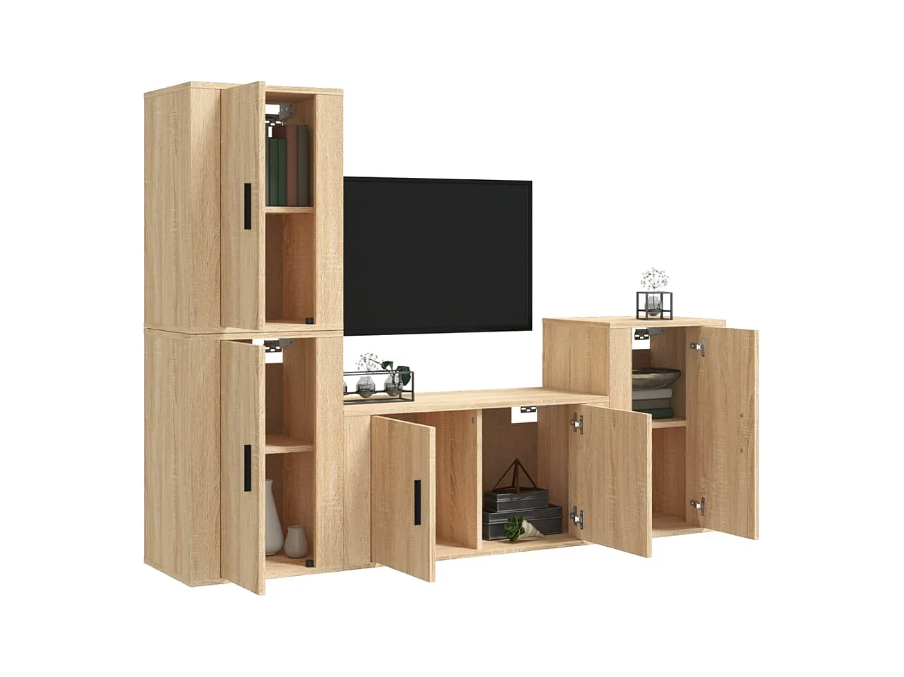 Pete  Ensemble de meubles TV 4 pcs Chêne sonoma Bois d'ingénierie