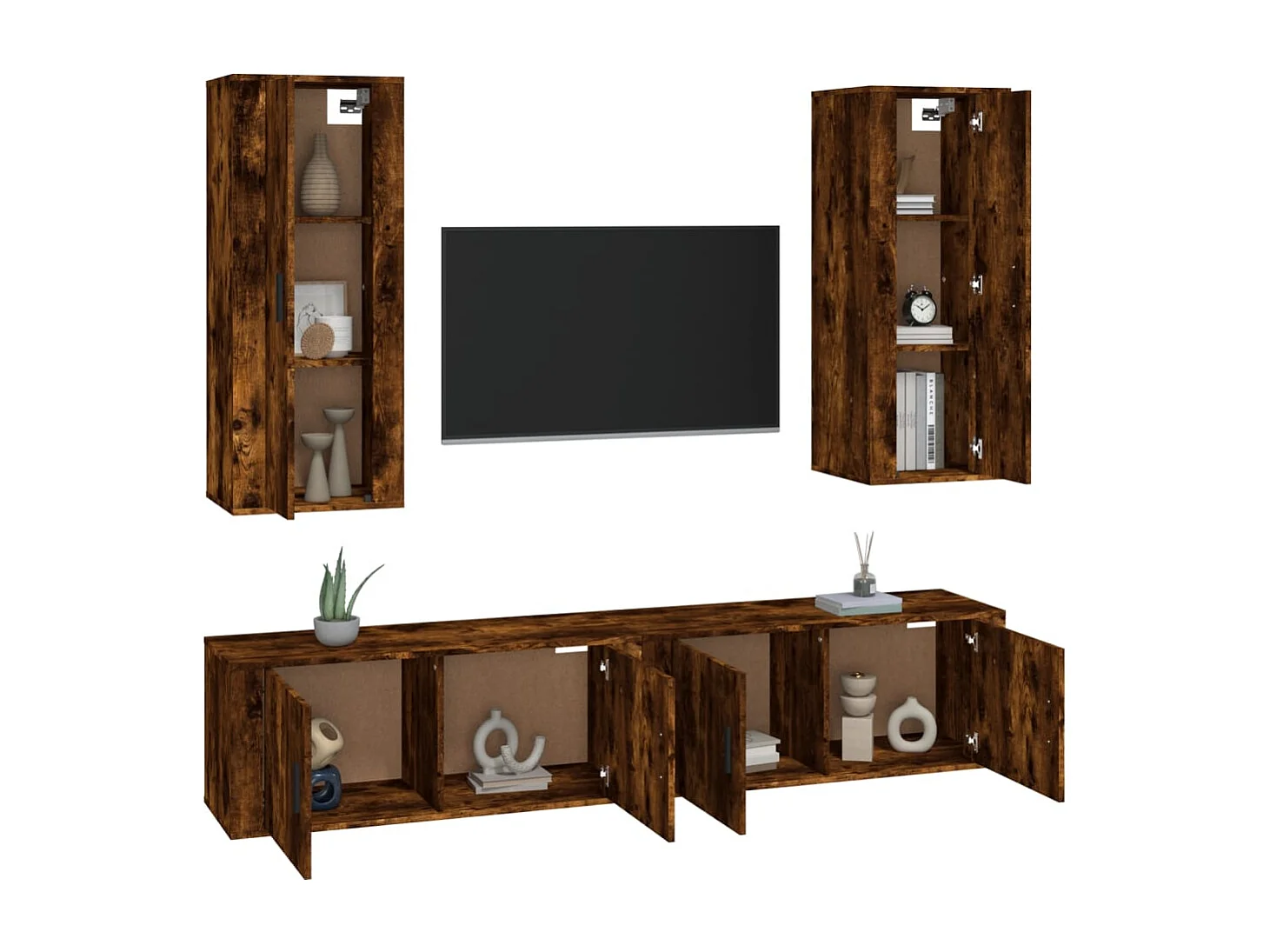 Jayda  Ensemble de meubles TV 4 pcs Chêne fumé Bois d'ingénierie