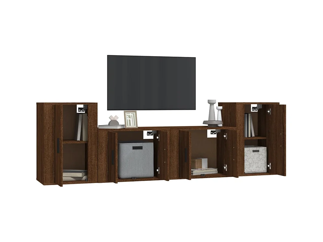 Eldor  Ensemble de meubles TV 4 pcs Chêne marron Bois d'ingénierie