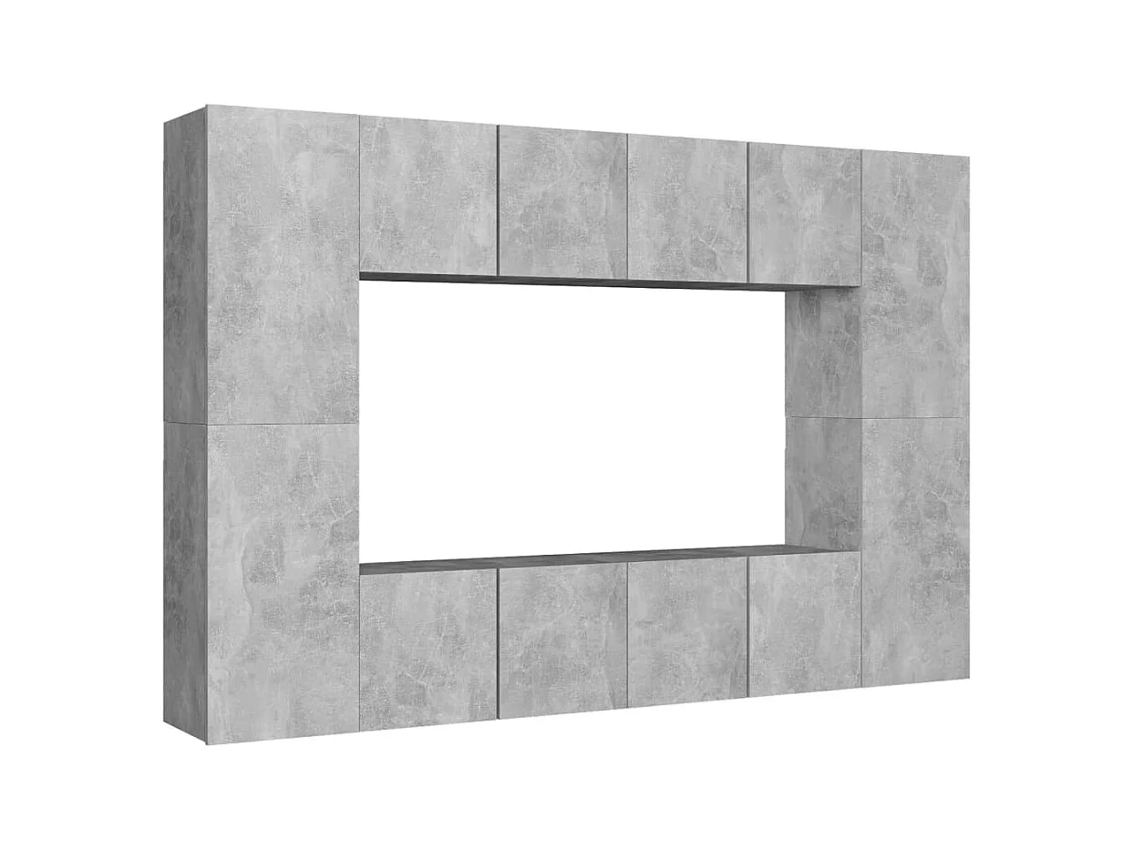 Beltsville  Ensemble de meubles TV 8 pcs Gris béton Bois d'ingénierie
