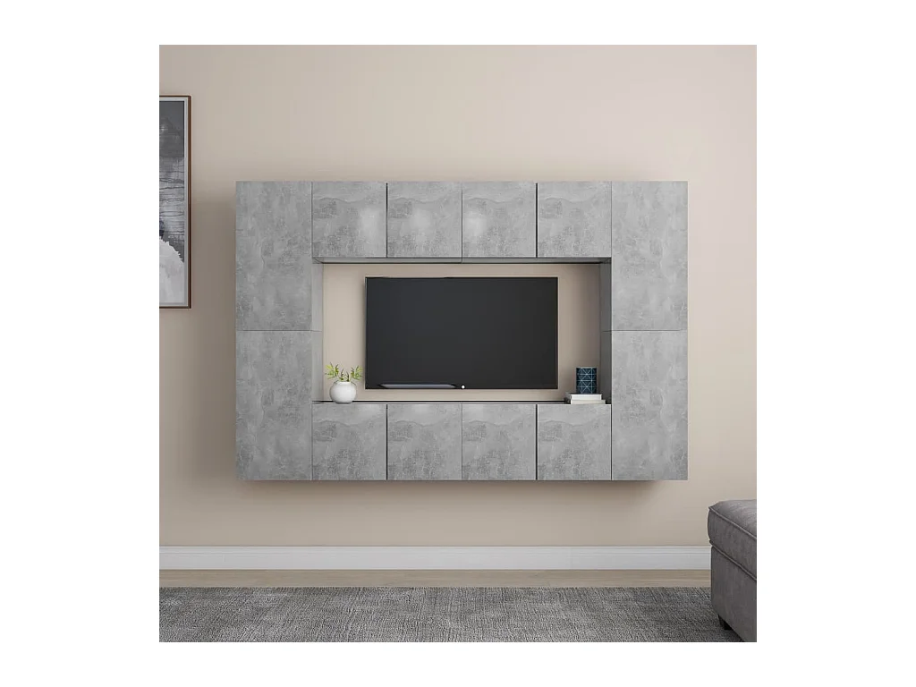 Beltsville  Ensemble de meubles TV 8 pcs Gris béton Bois d'ingénierie