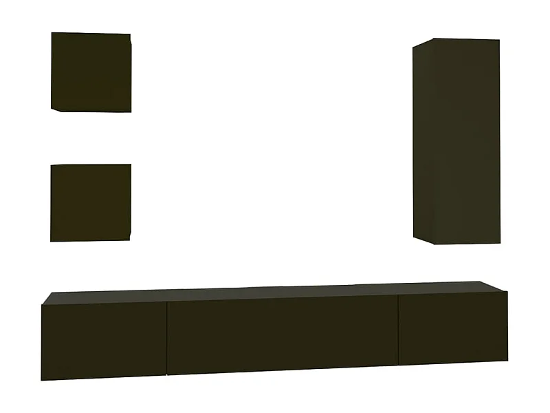 Garden Furniture -  Ensemble de meubles TV 5 pcs Noir Bois d'ingénierie