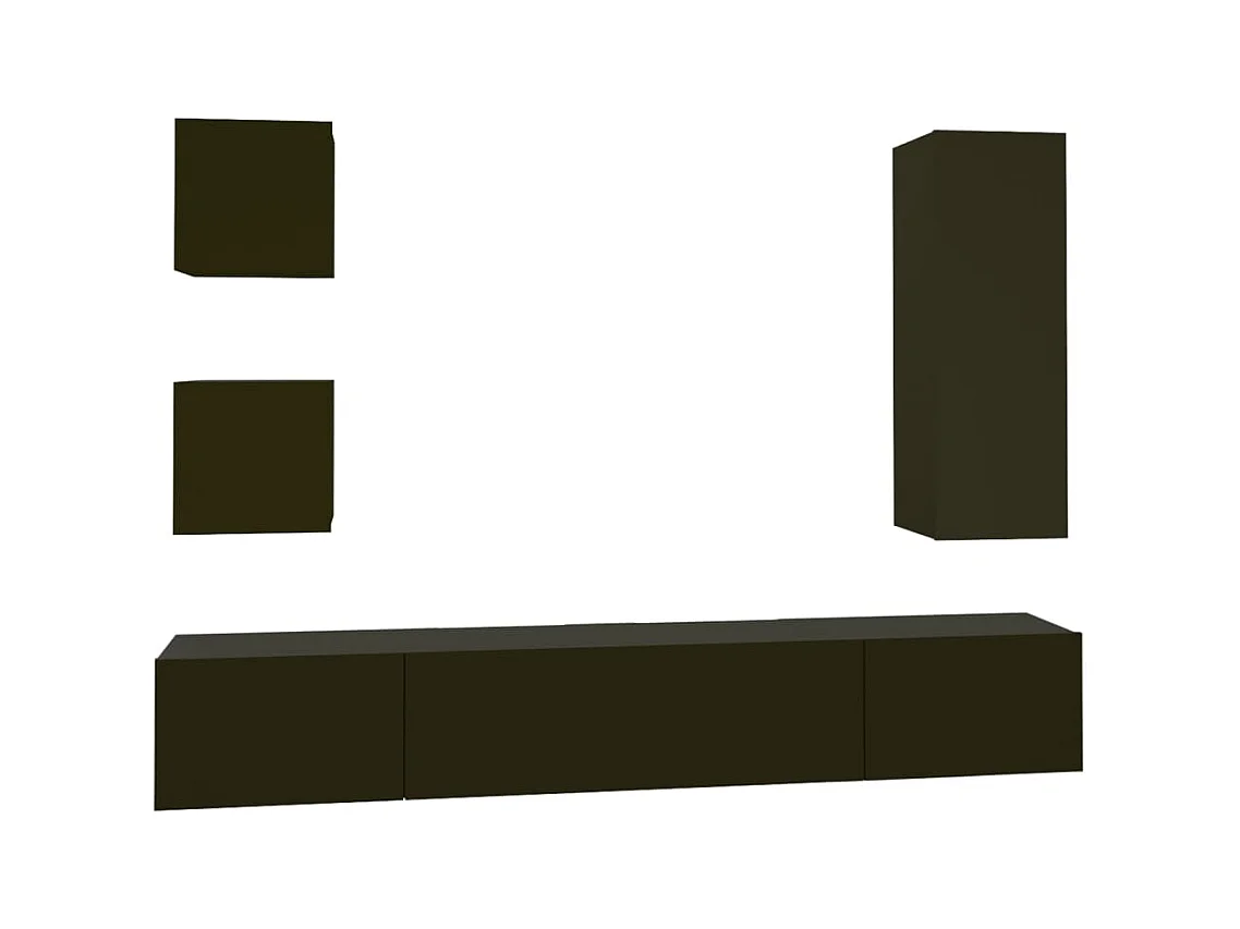 Garden Furniture -  Ensemble de meubles TV 5 pcs Noir Bois d'ingénierie